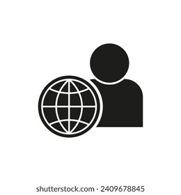 Person globe network concept icon. Vector illustration. EPS 10.