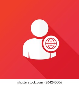 Person globe network concept icon