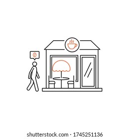 Persona que va a la ilustración del vector del café