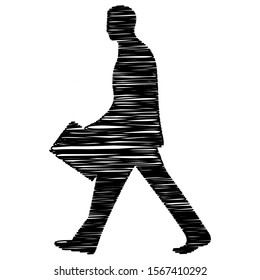 person going to office scrible sketch line art vector design