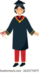 Person Graduation From University Character. Person Get Diploma Certificate. Vector Cartoon Illustration