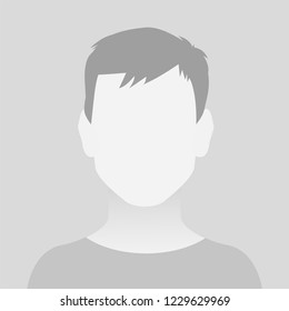 Person gray photo placeholder little boy in T-shirt on gray background
