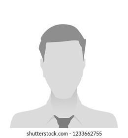 Person gray photo placeholder man in a shirt on white background