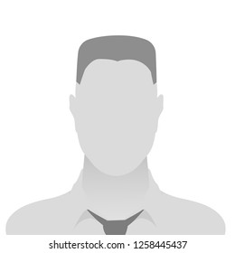 Person gray photo placeholder man in a shirt on white background
