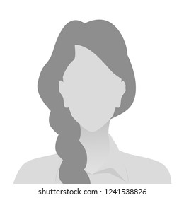 Person gray photo placeholder woman in shirt on white background