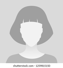 Person gray photo placeholder woman in T-shirt on gray background