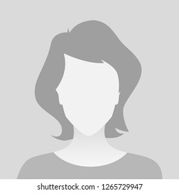 Person gray photo placeholder woman in T-shirt on gray background