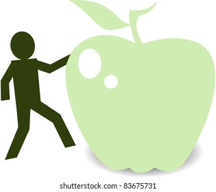 person and green apple