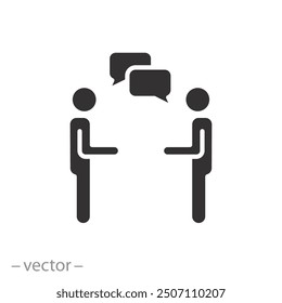 person group dialog icon, two people talk, bubble speech and couple man, flat vector illustration