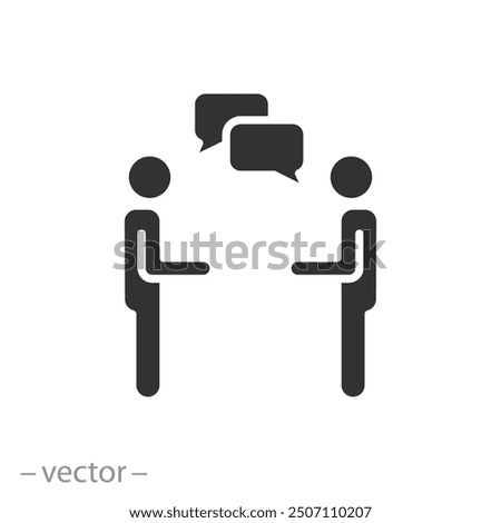 person group dialog icon, two people talk, bubble speech and couple man, flat vector illustration