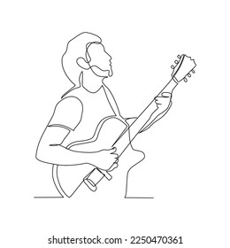 person with guitar drawn in line art style