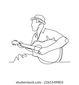 Person with guitar drawn in line art style