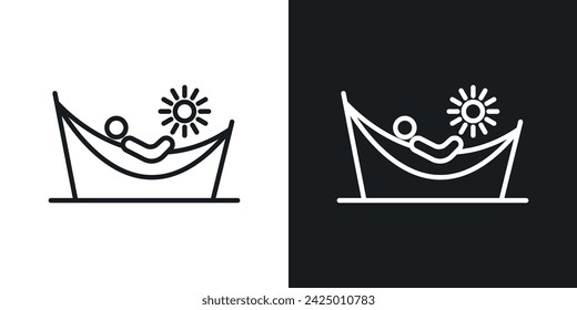 Person in Hammock Icon Designed in a Line Style on White background.