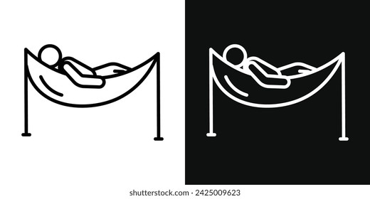 Person in Hammock Icon Set. Vector Illustration