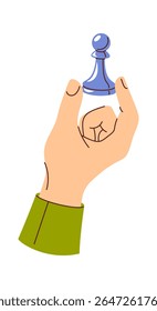 Person hand with chess pawn