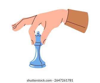 Person hand moving chess piece