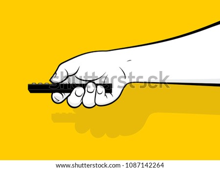 Person hand using remote control