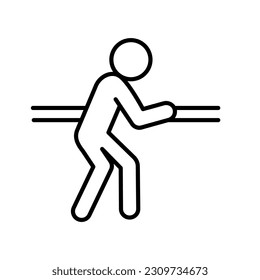 Person with handrail icon in thin line style 