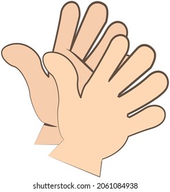 Las manos de la persona aplaudiendo la expresión de emoción asombrosa o sorpresa. Gesto de aplausos. Felicitaciones y acuerdo. Dos manos levantaron la ilustración vectorial aislada, señal de deleite y aclamación