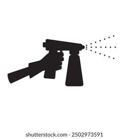 Manos de la persona usando el icono de la silueta de la pistola de bronceado. Imagen Clipart aislada sobre fondo blanco