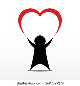 A Person with Hands Wide Open Creating a Red Heart Shape Symbol that Represents Spreading the Love