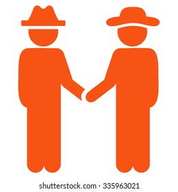Person Handshake vector icon. Style is flat symbol, orange color, rounded angles, white background.