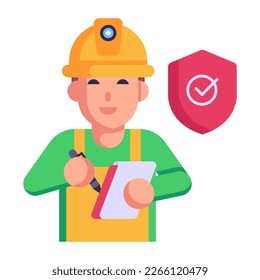 Persona con tapa dura, icono de estilo plano del ingeniero 