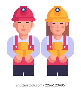 Persona con tapa dura, icono de estilo plano del ingeniero 