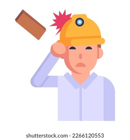 Person mit harter Mütze, Symbol im flachen Stil eines Ingenieurs 
