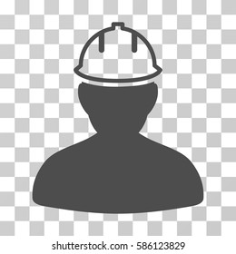 Person In Hardhat Vector Icon. Illustration Style Is Flat Iconic Gray Symbol On A Transparent Background.