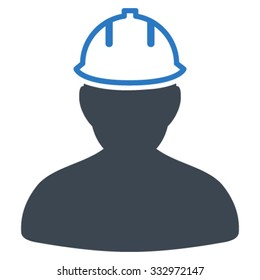 Person In Hardhat vector icon. Style is bicolor flat symbol, smooth blue colors, rounded angles, white background.