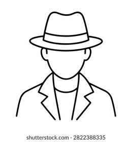 Person in hat line icon. minimalist line icon on a white background