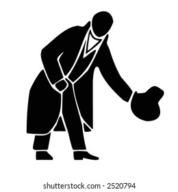 The person with a hat. A vector illustration.