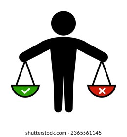 Person having choices. Decision. Vector.
