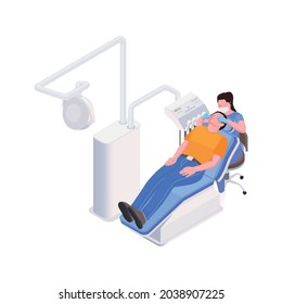 Person having dental treatment isometric icon 3d vector illustration