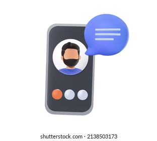 Person Having A Video Call Or Online Conference Meeting, Smartphone Interface. 3d Vector Icon. Cartoon Minimal Style. Video Chat User Interface, Video Calls Window. 3D Icon Free To Edit. 3D Vector.