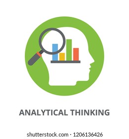 
Person head with bar graph inside, analytical thinking icon
