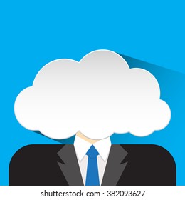 person head cloud flat icon vector illustration eps 10