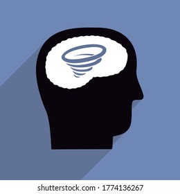 Person head icon with hurricane inside. Vector.