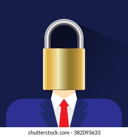 person head lock flat icon vector illustration eps 10