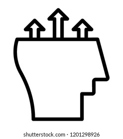 Person head with raised graph, analytical thinking icon