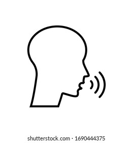 Person, Head Talking Icon. Voice, Speak, Talk Control Vector Illustration.