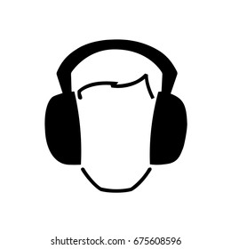 person with headphones icon, no background