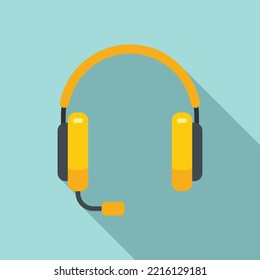 Person headset icon flat vector. Gamer headphone. Service center