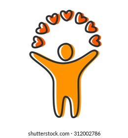 Person with a heart - the idea of a template logo or icon.