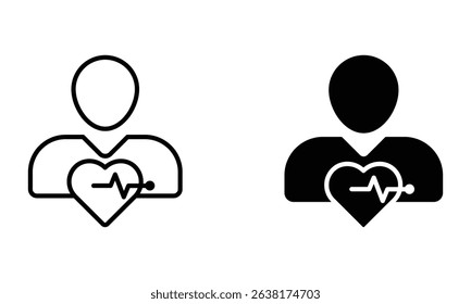 person with heartbeat icon vector