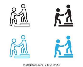 Person help someone icon black and white vector outline sign