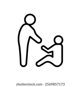 Person help someone icon Black and white outline vector