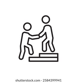 Person help someone icon black and white vector outline sign