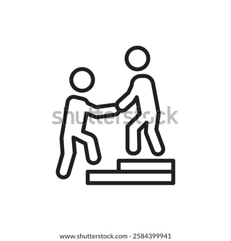 Person help someone icon black and white vector outline sign